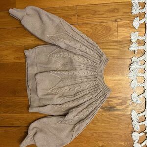 Tan Cable Knit Crew Neck Sweater